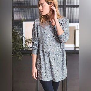 Boden Light Blue Printed Peplum Tunic Blouse